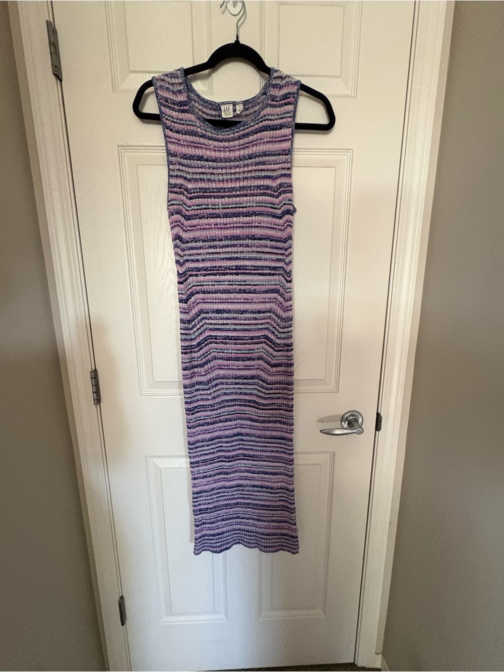 Striped Knit Sleeveless Maxi Dress - Purple